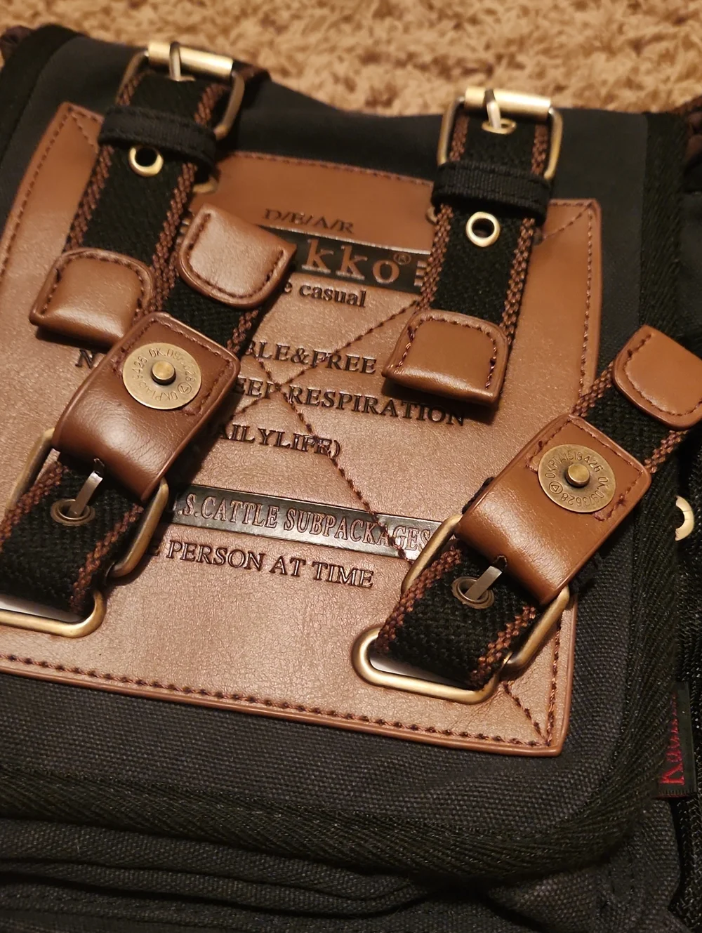 Kaukko Black and Brown Messenger Heavier Canvas Bag